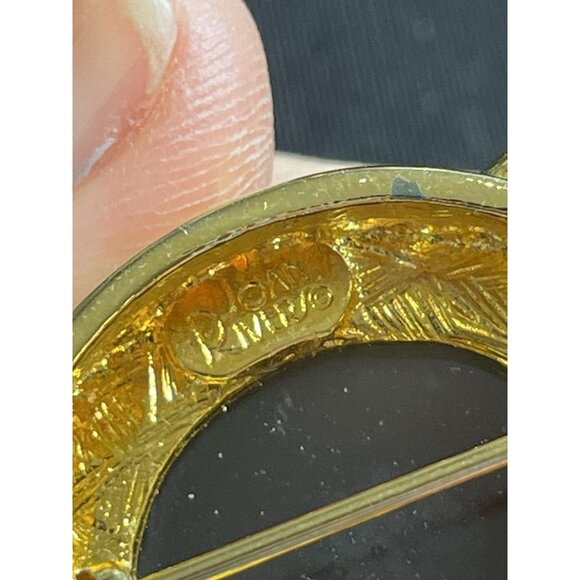 JOAN RIVERS Green Egg Shape Rhinestone Bow Gold-Tone Brooch Earrings Rare Set - Picture 4 of 16